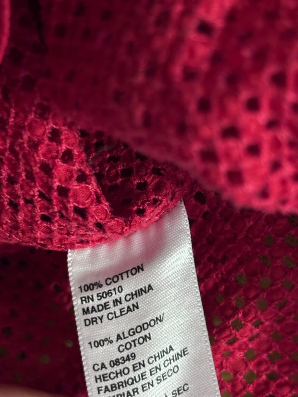 Anne Klein New York Open Mesh Knit Blazer Magenta Pink Cotton Size 6 - Picture 5 of 5